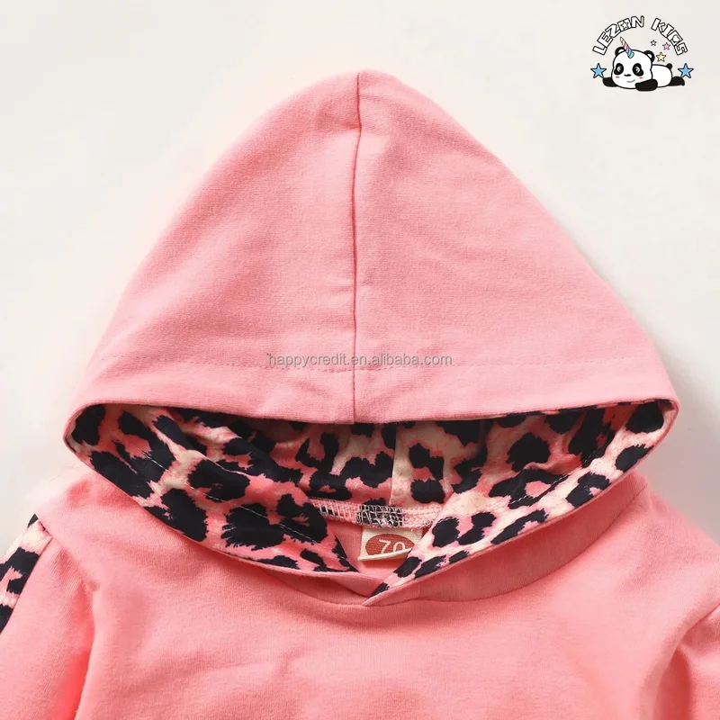 LEZONKIDS - Hot Selling Leopard Pattern Pullover Hoodies and Pants Girls Sets Child Clothing Winter Tracksuits